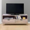 Rustic Oak TV Stand with 2 Drawer and Open Shelves;  Entertainment Center;  TV Console Table for Living Room;  Bedroom