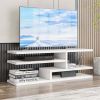 3-Tier TV Stand Entertainment Center Media Console for TVs up to 55"; Glossy White Finish with 8mm Acrylic Sides