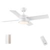 44 Inch Low Profile Indoor Ceiling Fan with LED Light and Remote Control;  Metal;  Fresh White;  4Blades