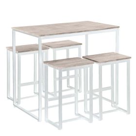 Kitchen Dining Table Set with Chairs; 5 Piece Counter High Bar Table Set for Bar; Breakfast Nook; Kitchen Room; Dining Room and Living Room