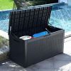 Weatherproof Deck Box Patio Garden Pool Storage Organizer Large Outdoor Container; Black