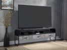 Raziela TV Stand; Concrete Gray &amp; Black Finish LV01142