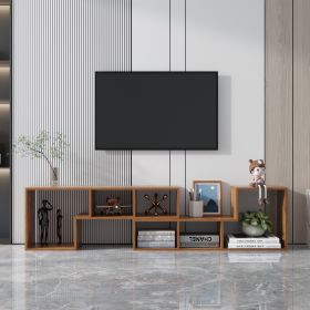 Double L-Shaped TV Stand; Display Shelf ; Bookcase for Home Furniture; Walnut