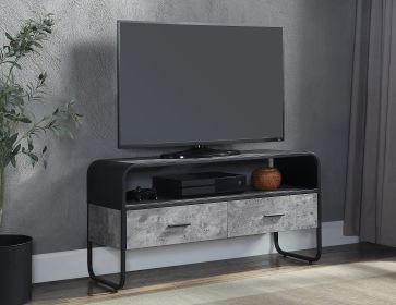 Raziela TV Stand; Concrete Gray &amp; Black Finish LV01143