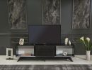 Luxia Mid Century Modern Tv Stand 2 Sliding Door Cabinet 2 Shelves 67 inch Tv Unit; Black