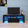 Black TV Stand with LED RGB Lights; Flat Screen TV Cabinet; Gaming Consoles for Lounge Room; Living Room and Bedroom; Black 51.2''x13.8''x17.7''