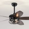 52' Ceiling Fans with Lights Remote Control; Ceiling Fan with 5 Blade for Living Room