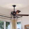 52''  Ceiling Fan with Light and Remote Control;  Ceiling Fan with 5 Blades for Patio Living Room;  Bedroom;  AC Motor; Industrial style;  Matte Black