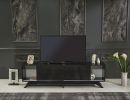 Luxia Mid Century Modern Tv Stand 2 Sliding Door Cabinet 2 Shelves 67 inch Tv Unit; Black