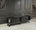 Luxia Mid Century Modern Tv Stand 2 Sliding Door Cabinet 2 Shelves 67 inch Tv Unit; Black