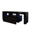 Black TV Stand with LED RGB Lights; Flat Screen TV Cabinet; Gaming Consoles for Lounge Room; Living Room and Bedroom; Black 51.2''x13.8''x17.7''