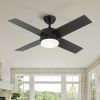 44 Inch Intergrated LED Ceiling Fan with Black ABS Blades;  Energy Saving and Quiet Operation