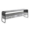 Raziela TV Stand; Concrete Gray &amp; Black Finish LV01142