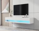 180 Wall Mounted Floating 80&quot; relief TV Stand with 20 Color LEDs White