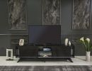 Luxia Mid Century Modern Tv Stand 2 Sliding Door Cabinet 2 Shelves 67 inch Tv Unit; Black