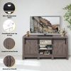 TV Stand Sliding Barn Door Entertainment Center for TV's up to 55'' with Storage