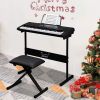 (Do Not Sell on Amazon) Black Adjustable Piano Keyboard Bench Leather Padded Seat Folding Stool Chair