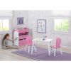 Children 4-Piece Toddler Playroom Set â€“ Includes Play Table and Toy Organizer; Pink/White