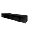 Extended; Minimalist Design TV stand with Color Changing LED Lights; Modern Universal Entertainment Center; High Gloss TV Cabinet for 90+ inch TV; Bla