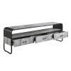 Raziela TV Stand; Concrete Gray &amp; Black Finish LV01142