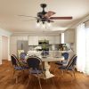 52 Inch Ceiling Fan Light with Pull Chain and 5 Bronze Finished Reversible Blades