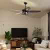 52' Ceiling Fans with Lights Remote Control; Ceiling Fan with 5 Blade for Living Room