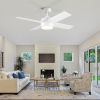 44 Inch Low Profile Indoor Ceiling Fan with LED Light and Remote Control;  Metal;  Fresh White;  4Blades