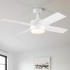 44 Inch Low Profile Indoor Ceiling Fan with LED Light and Remote Control;  Metal;  Fresh White;  4Blades