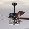 52''  Ceiling Fan with Light and Remote Control;  Ceiling Fan with 5 Blades for Patio Living Room;  Bedroom;  AC Motor; Industrial style;  Matte Black