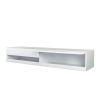 180 Wall Mounted Floating 80&quot; relief TV Stand with 20 Color LEDs White