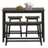 4 Piece Solid Wood Counter High Table Set with Bar Stools and Two Saddle Stools