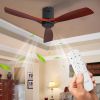 Ceiling Fan ; Remote Control;   52" Matte Black Indoor Outdoor Wood Ceiling Fan with 3 Fan Blades;  Noiseless Reversible DC Motor for Patio Living Roo