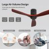 Ceiling Fan ; Remote Control;   52" Matte Black Indoor Outdoor Wood Ceiling Fan with 3 Fan Blades;  Noiseless Reversible DC Motor for Patio Living Roo