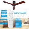 Ceiling Fan ; Remote Control;   52" Matte Black Indoor Outdoor Wood Ceiling Fan with 3 Fan Blades;  Noiseless Reversible DC Motor for Patio Living Roo