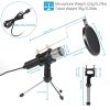 Professional Condenser Microphone Studio Recording Cardioid Microphone w/180 Degree Tripods Pop Filter