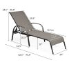 Outdoor Patio Lounge Chair Chaise Fabric Adjustable Reclining Armrest Pool Brown