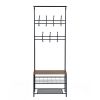 Clothes Rack Heavy Duty Metal Garment Rack Small Clothing Rack with Bottom Shelves for Bedroom, Walnut & Black