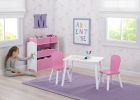 Children 4-Piece Toddler Playroom Set â€“ Includes Play Table and Toy Organizer; Pink/White