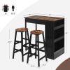 3 Pieces Bar Table Set with Storage