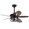 52' Ceiling Fans with Lights Remote Control; Ceiling Fan with 5 Blade for Living Room