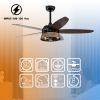 52''  Indoor Ceiling Fan with Remote;  Indoor Wood Ceiling Fan with 5 Blades for Patio Living Room;  AC Motor;  Industrial style;  Matte Black