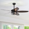 52' Ceiling Fans with Lights Remote Control; Ceiling Fan with 5 Blade for Living Room