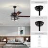 52''  Ceiling Fan with Light and Remote Control;  Ceiling Fan with 5 Blades for Patio Living Room;  Bedroom;  AC Motor; Industrial style;  Matte Black