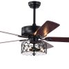 52''  Ceiling Fan with Light and Remote Control;  Ceiling Fan with 5 Blades for Patio Living Room;  Bedroom;  AC Motor; Industrial style;  Matte Black