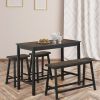 4 Piece Solid Wood Counter High Table Set with Bar Stools and Two Saddle Stools