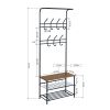 Clothes Rack Heavy Duty Metal Garment Rack Small Clothing Rack with Bottom Shelves for Bedroom, Walnut & Black