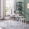 Kitchen Dining Table Set with Chairs; 5 Piece Counter High Bar Table Set for Bar; Breakfast Nook; Kitchen Room; Dining Room and Living Room