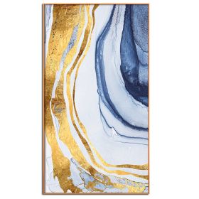 100% Handmade Gold Foil Abstract Oil Painting Wall Art Modern Minimalist Blue Marble Abstract Picture Canvas Home Decor For Living Room No Frame (size: 90x120cm)