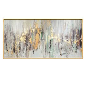 Large wall painting on oil painting vertical handmade abstract art decorative frames for living room decoration golden painting (size: 75x150cm)