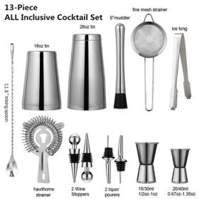 Wholesale Spot Stainless Steel Cocktail Blending Set Boston Blender Set Bar Supplies Bar Tools (colour: Boston Blending 13 Piece Set Silver)